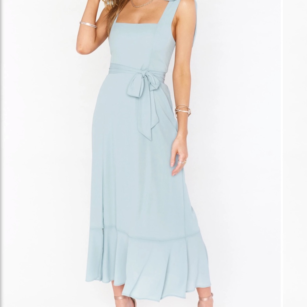 MUMU Bridesmaid Dress, size SM in Silver Sage Crisp.